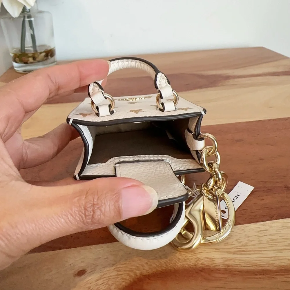 NWT Coach‎ North/South Mini Tote Bag Charm With Star Print